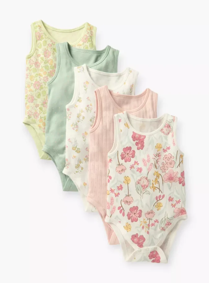 Juniors Assorted Sleeveless Bodysuit with Button Closure - Set of 5-1