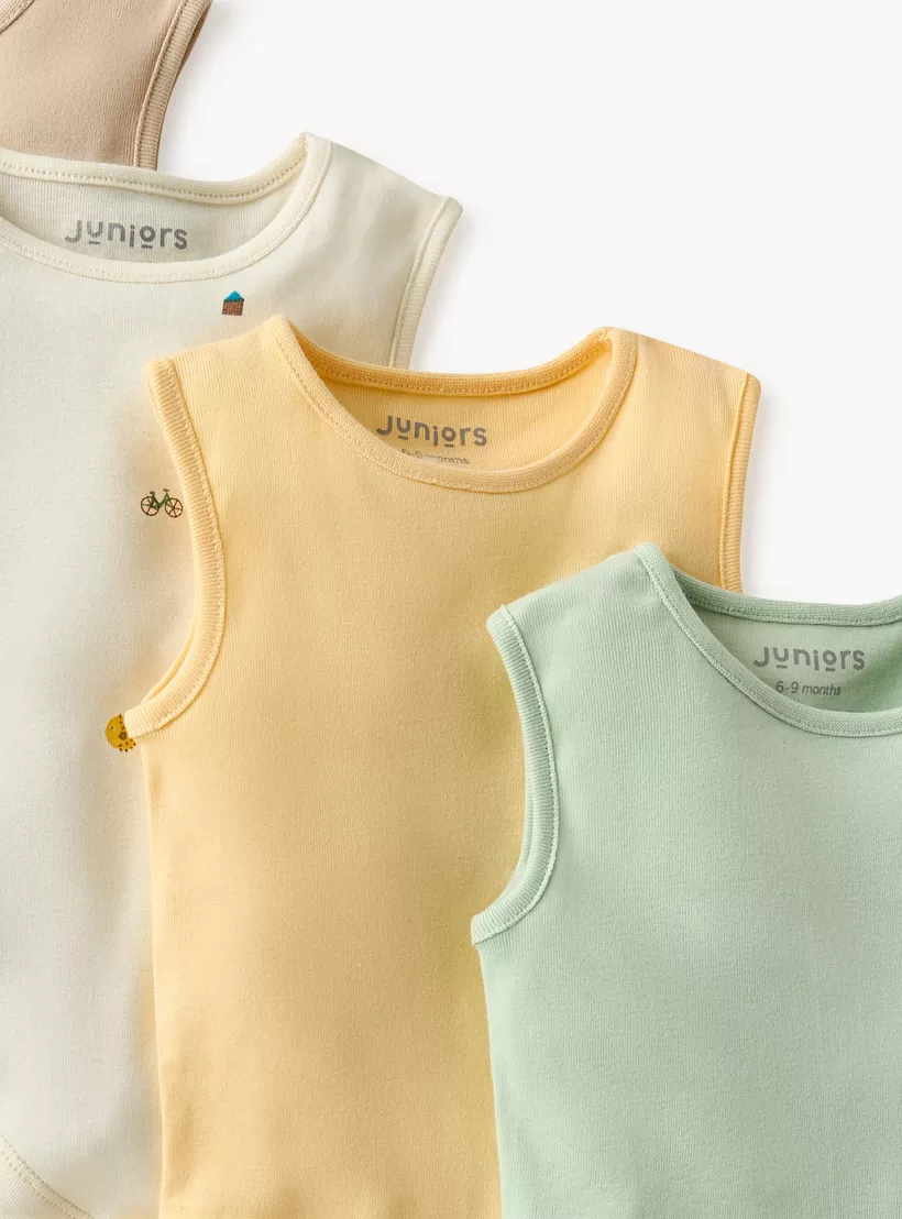 Juniors Assorted Sleeveless Bodysuit with Button Closure - Set of 7-2