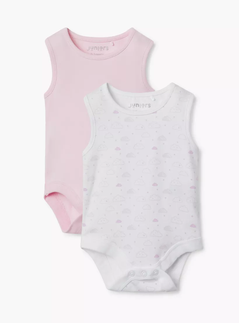 Juniors Assorted Sleeveless Bodysuit with Snap Button Closure - Set of 2-1