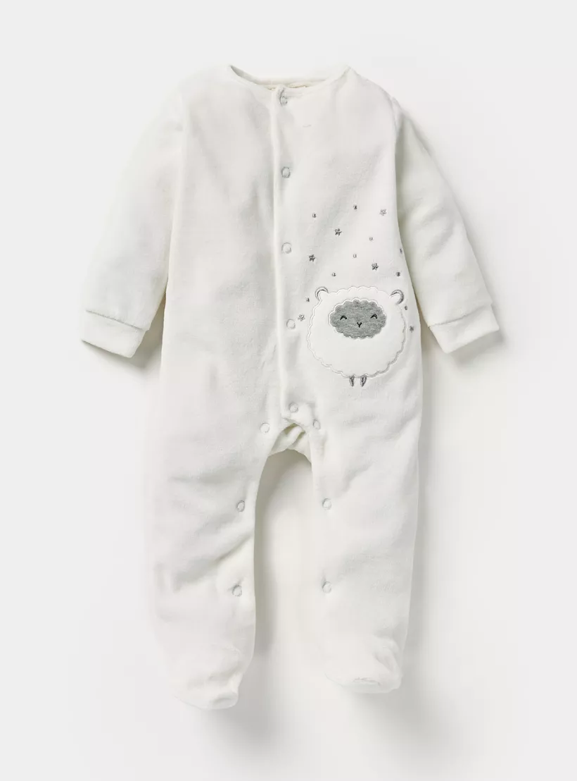 Juniors Assorted Velour Closed Feet Sleepsuit with Long Sleeves - Set of 2-2