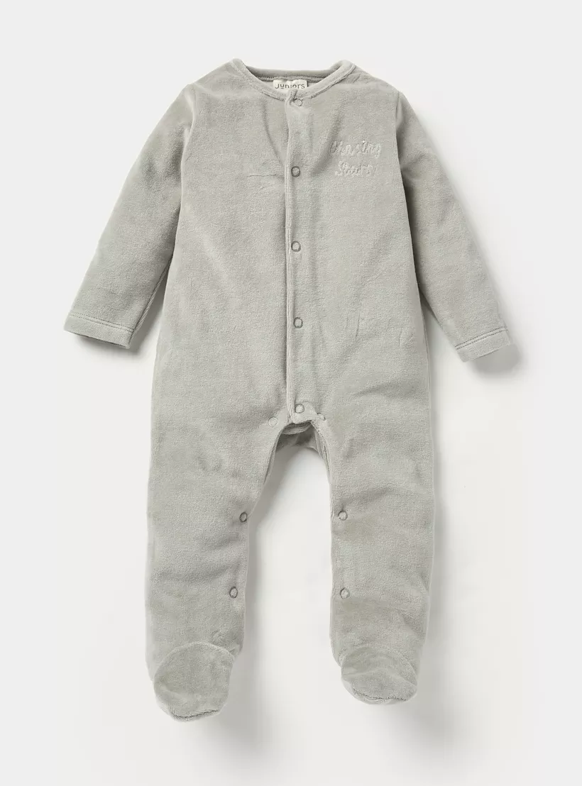 Juniors Assorted Velour Closed Feet Sleepsuit with Long Sleeves - Set of 2-3