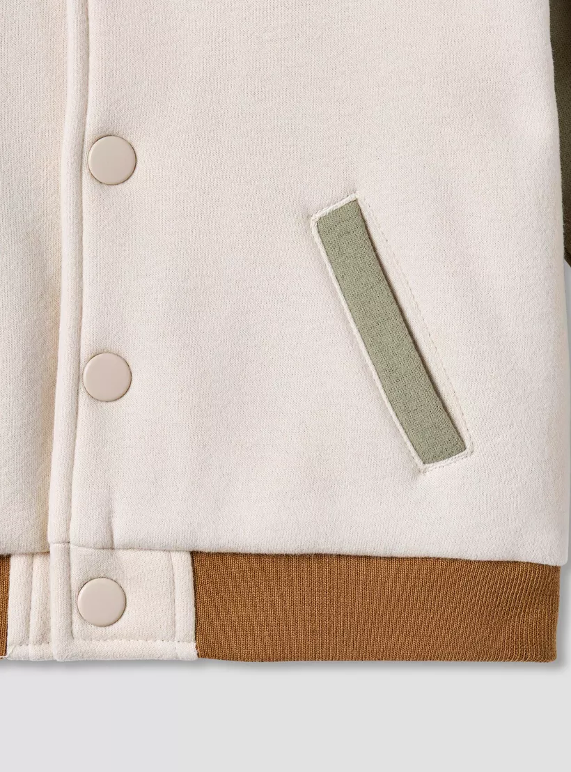 Juniors Bear Applique Button Through Jacket with Pockets-3
