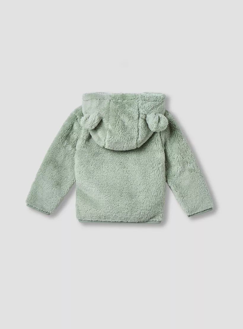 Juniors Bear Applique Zip Through Hoodie with Long Sleeves2