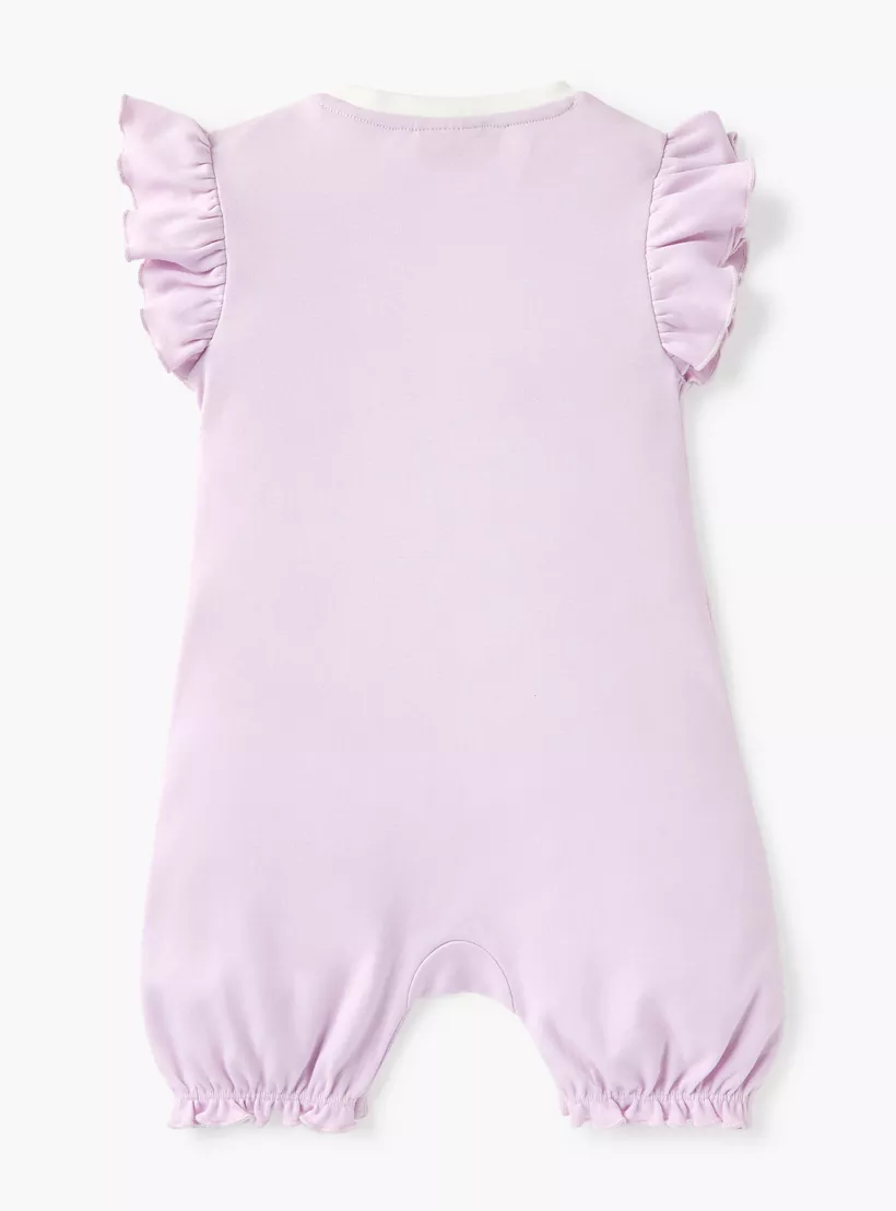 Juniors Bunny Embroidered Romper with Crew Neck and Short Sleeves-2