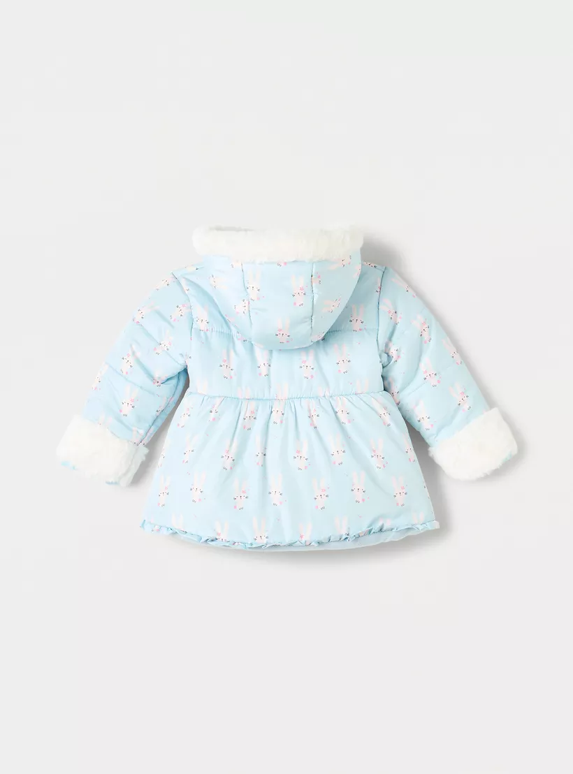 Juniors Bunny Print Heavy Jacket with Hood-2