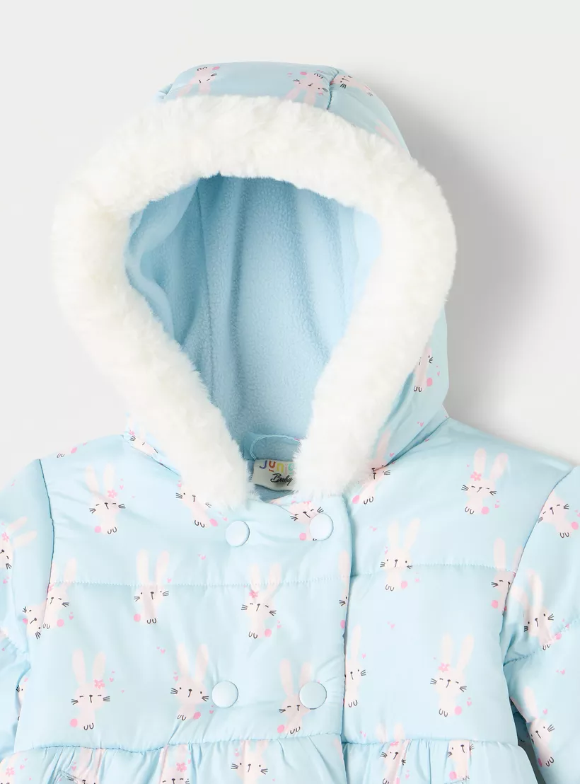Juniors Bunny Print Heavy Jacket with Hood-3