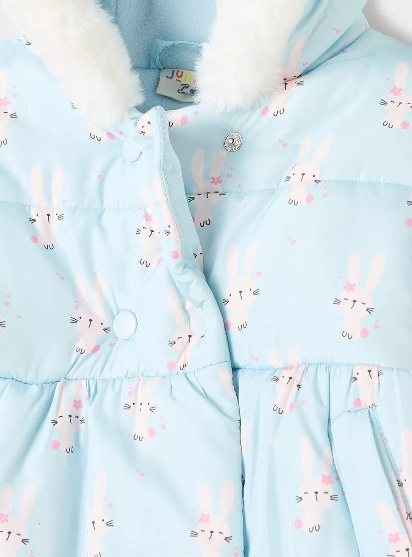 Juniors Bunny Print Heavy Jacket with Hood-4