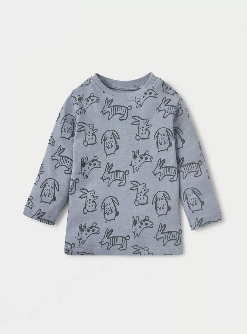 Juniors Bunny Print Long Sleeves T-shirt and Pyjama Set-2