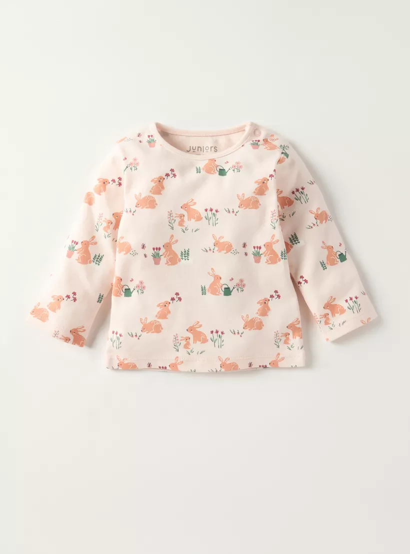 Juniors Bunny Print Long Sleeves T-shirt and Pyjama Set-2