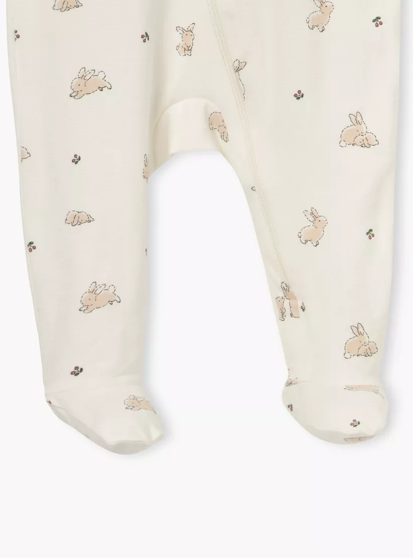 Juniors Bunny Print Sleepsuit with Long Sleeves and Zip Closure-4