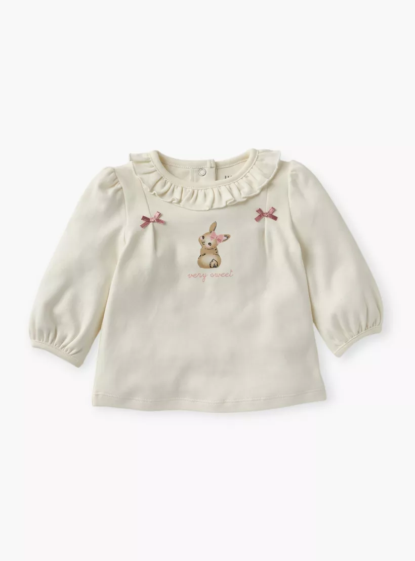 Juniors Bunny Print Top and Pyjama Set-3