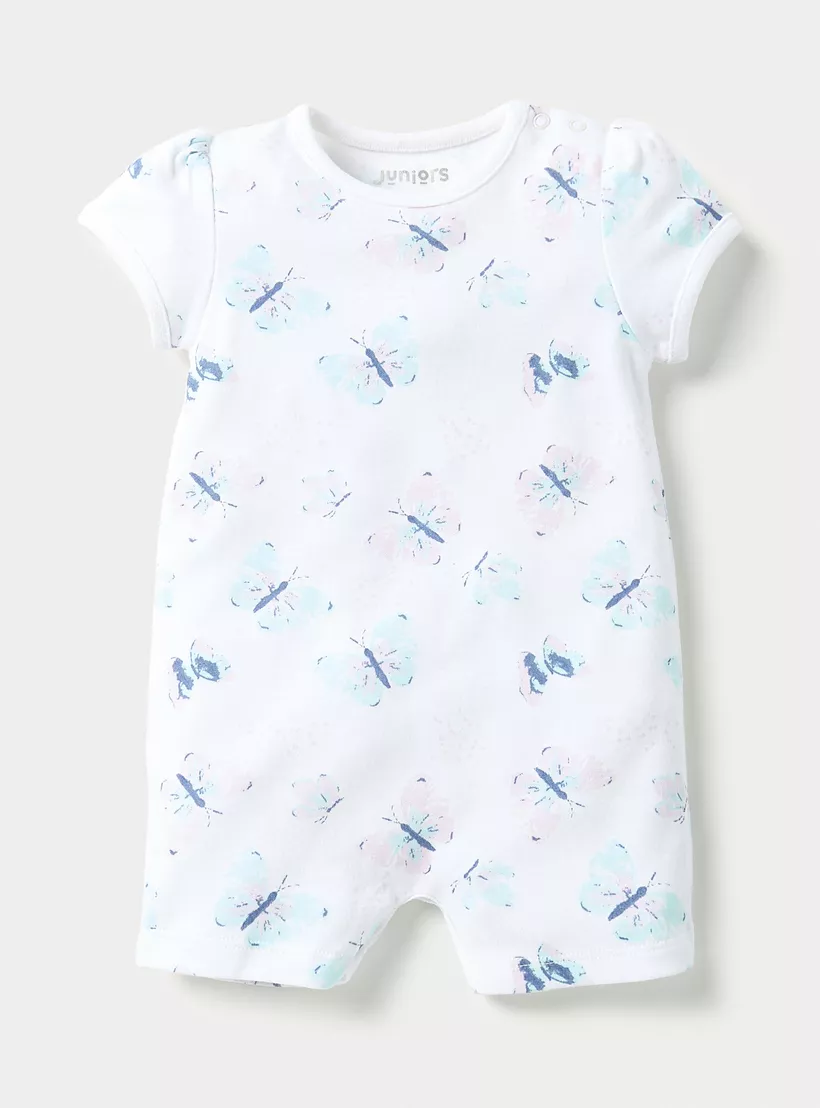 Juniors Butterfly Print Romper with Cap Sleeves - Set of 2-2