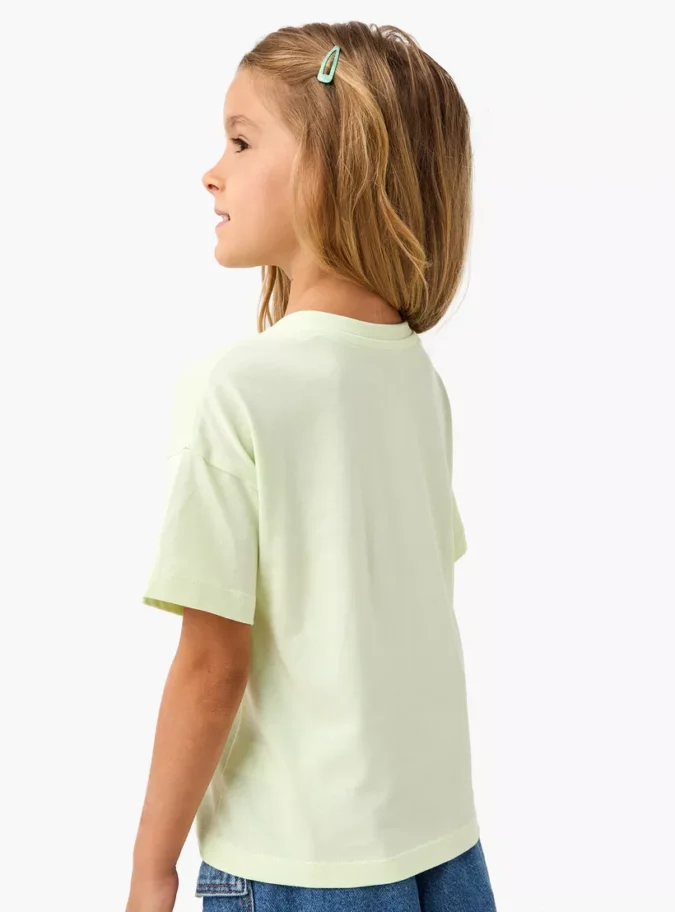 Juniors Butterfly Print T-shirt with Drop Shoulder Sleeves-3