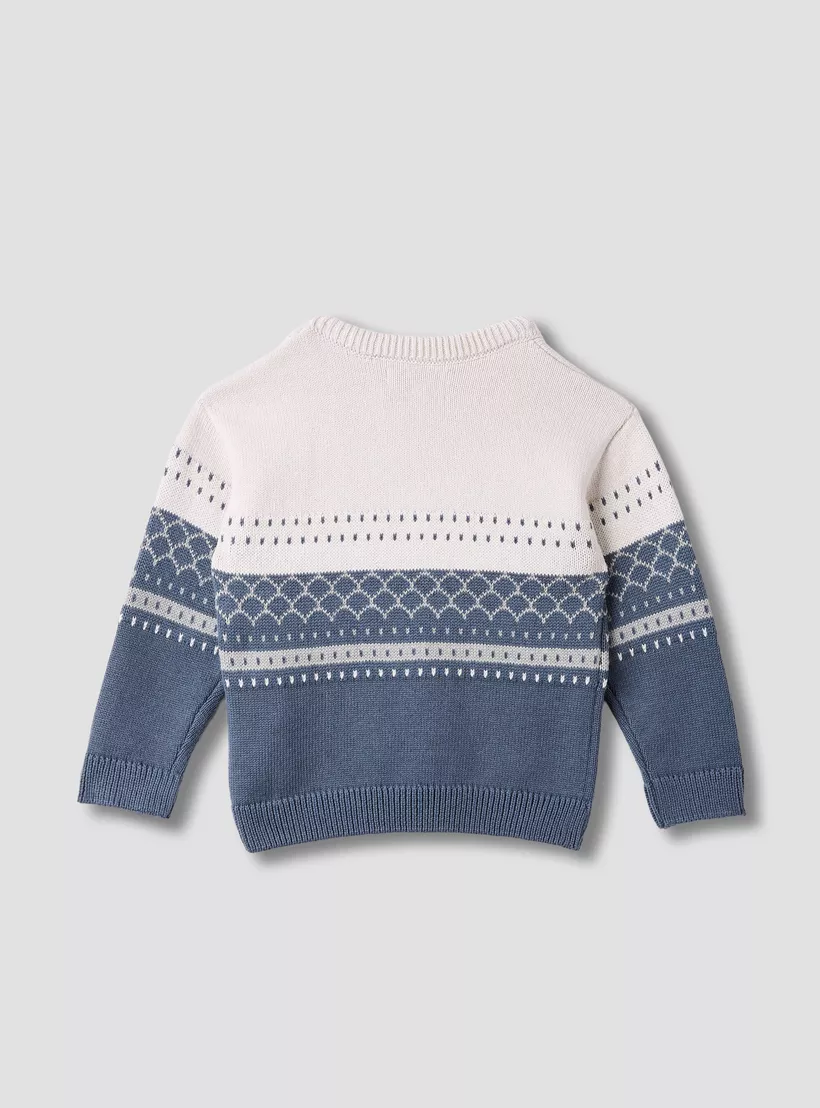 Juniors Car Print Sweater with Long Sleeves-2