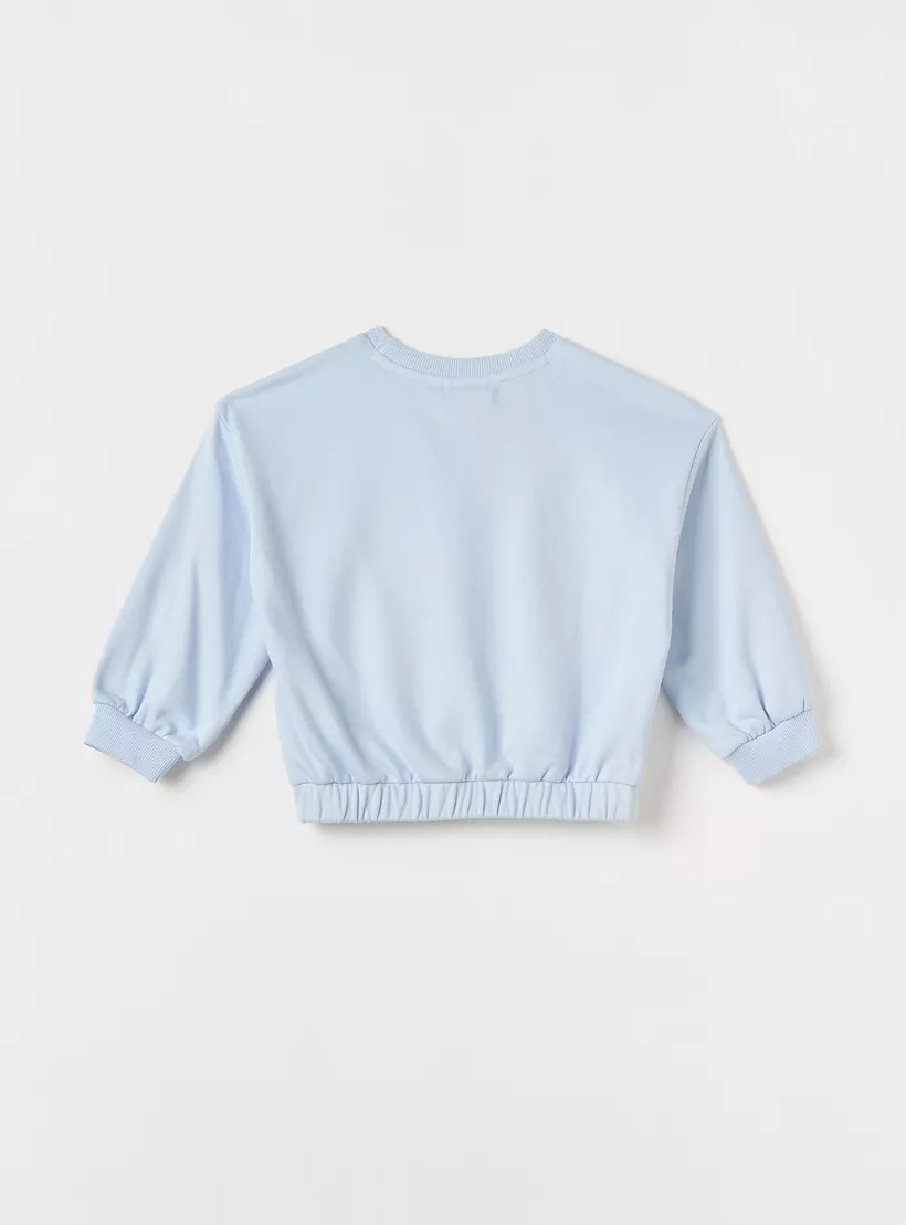 Juniors Cat Print Sweatshirt with Long Sleeves-2