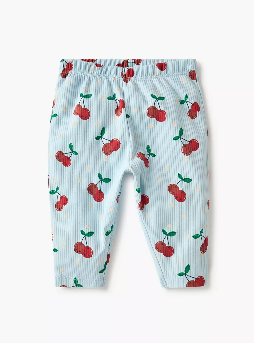 Juniors Cherry Print T-shirt and Pyjama Set-3