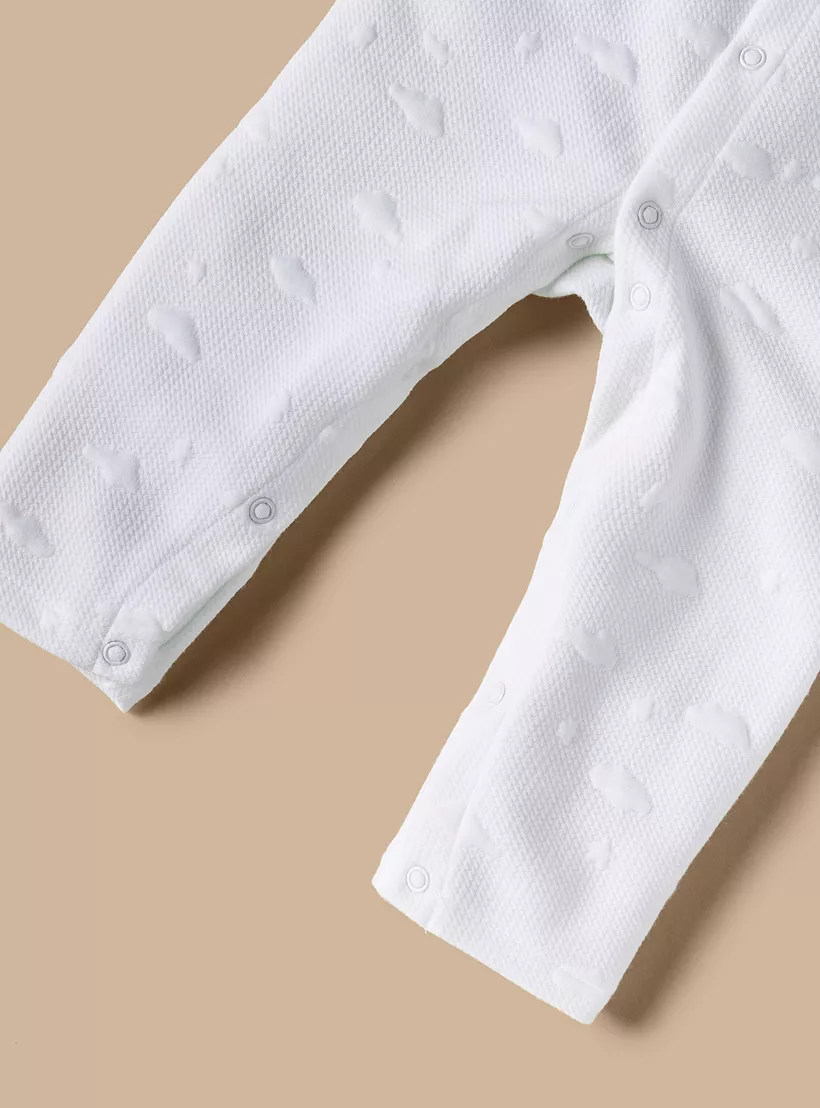 Juniors Cloud Textured Jacquard Sleepsuit with Long Sleeves and Collar-4
