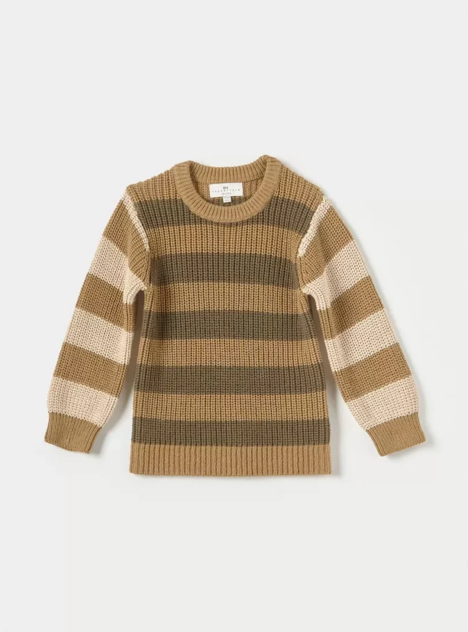 Juniors Colourblock Sweater with Crew Neck and Long Sleeves-1