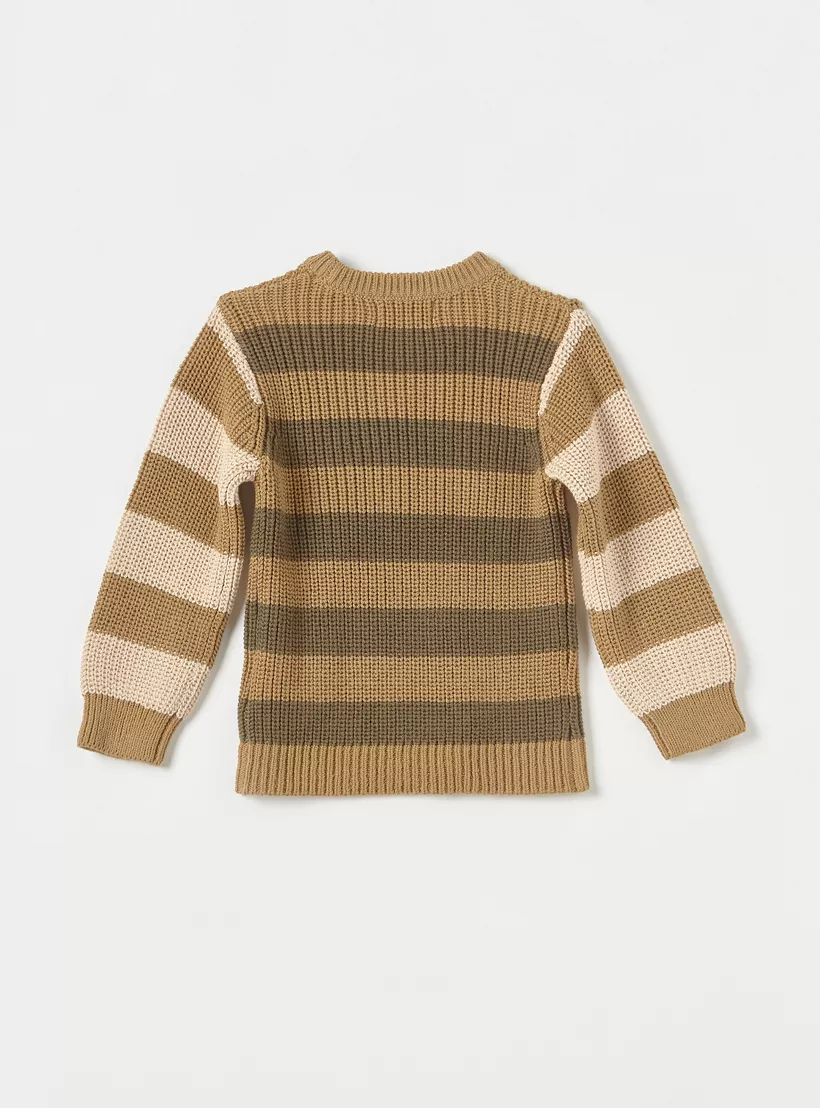 Juniors Colourblock Sweater with Crew Neck and Long Sleeves-2