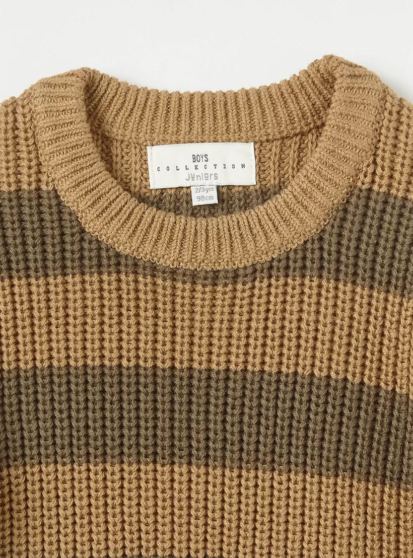 Juniors Colourblock Sweater with Crew Neck and Long Sleeves-3