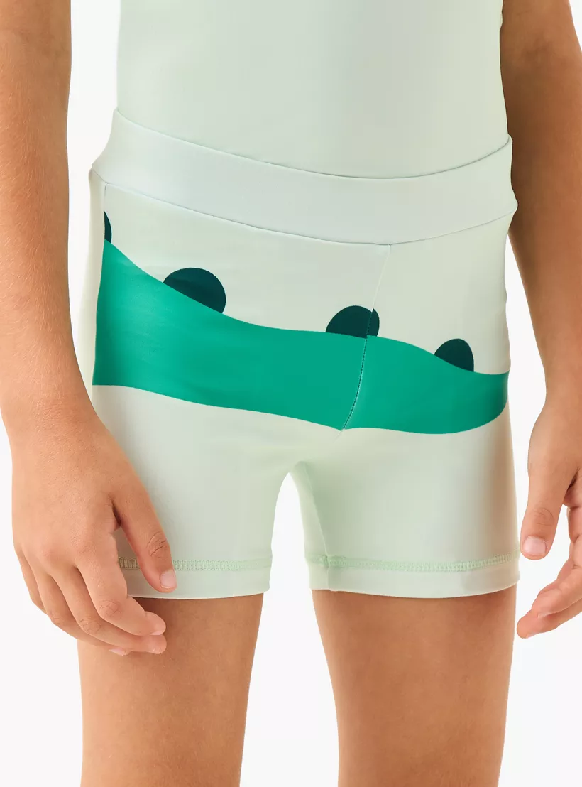 Juniors Crocodile Print Rashguard and Swim Shorts Set-3