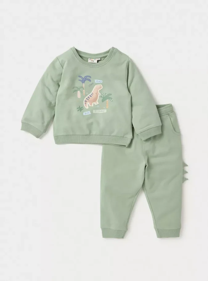 Juniors Dinosaur Applique Sweatshirt and Joggers Set-1