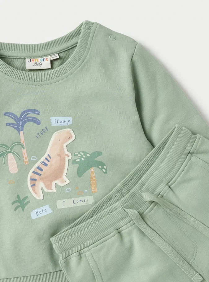 Juniors Dinosaur Applique Sweatshirt and Joggers Set-4
