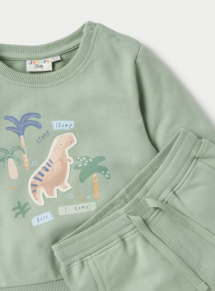 Juniors Dinosaur Applique Sweatshirt and Joggers Set-4