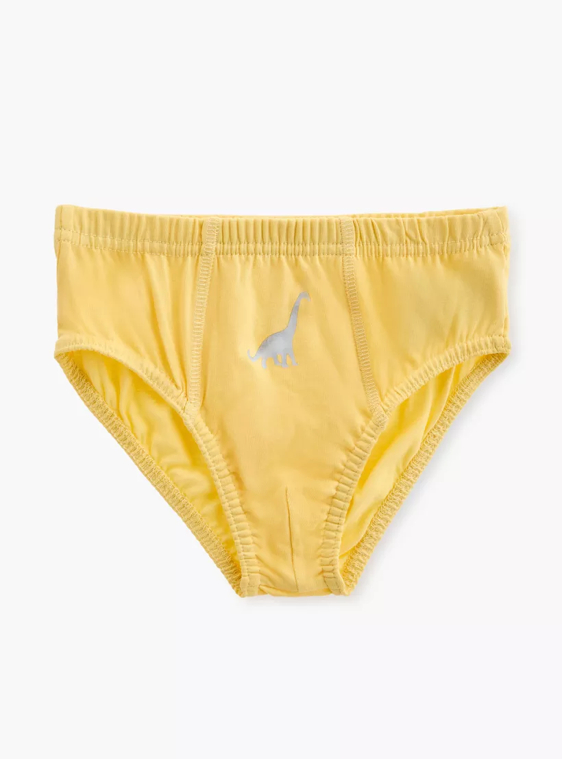 Juniors Dinosaur Print Briefs with Elasticated Waistband - Set of 5 -2