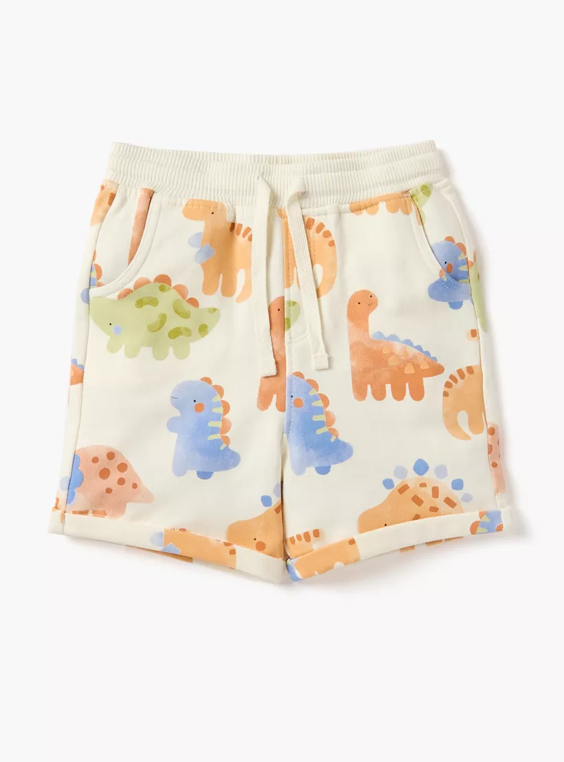 Juniors Dinosaur Print Shorts with Drawstring Closure - Set of 2-2