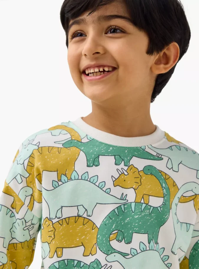 Juniors Dinosaur Print Sweatshirt with Long Sleeves-4