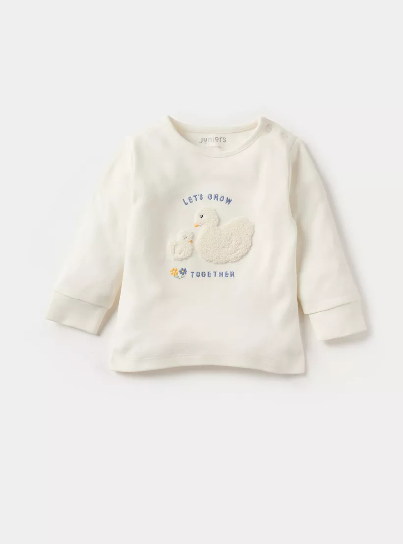 Juniors Duck Applique Long Sleeve T-shirt and Elasticated Pyjama Set-2