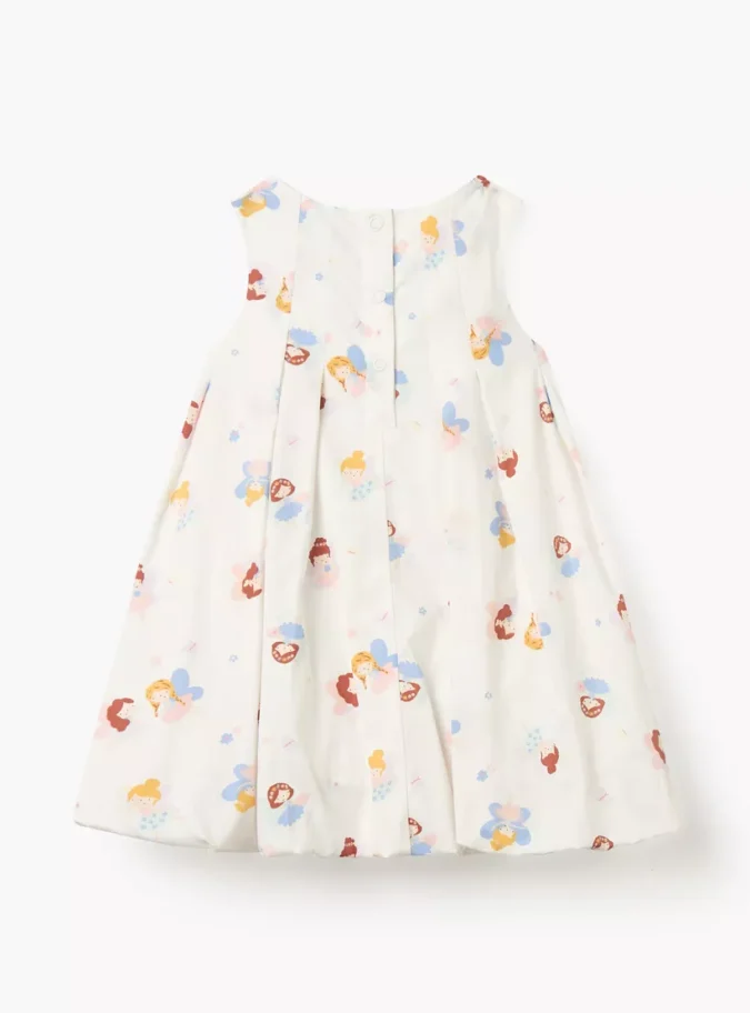 Juniors Fairy Print Sleeveless Dress with Button Closure-2
