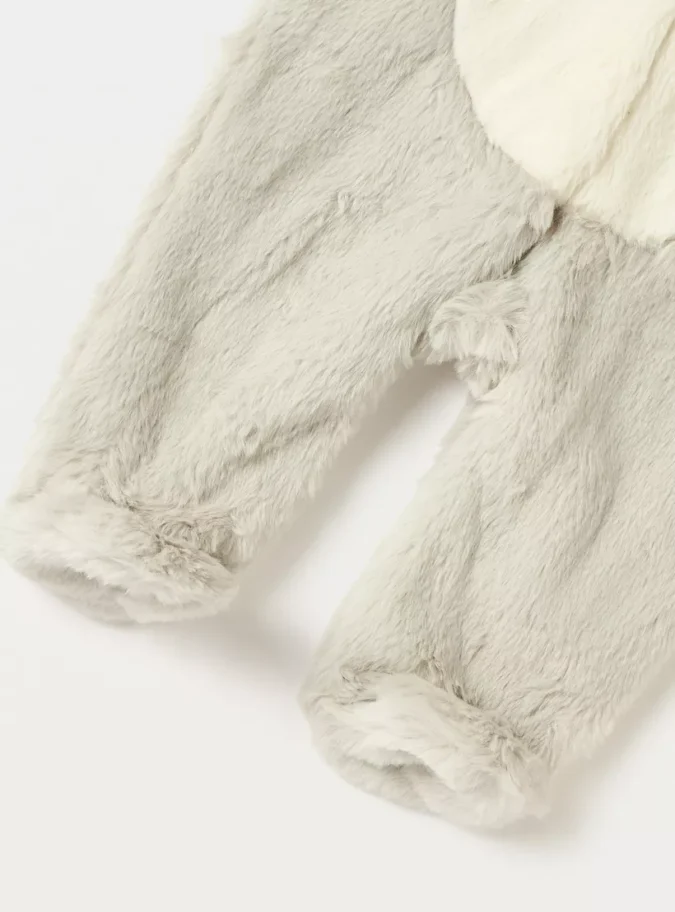 Juniors Faux Fur Textured Hooded Sleepsuit with Zip Closure-4