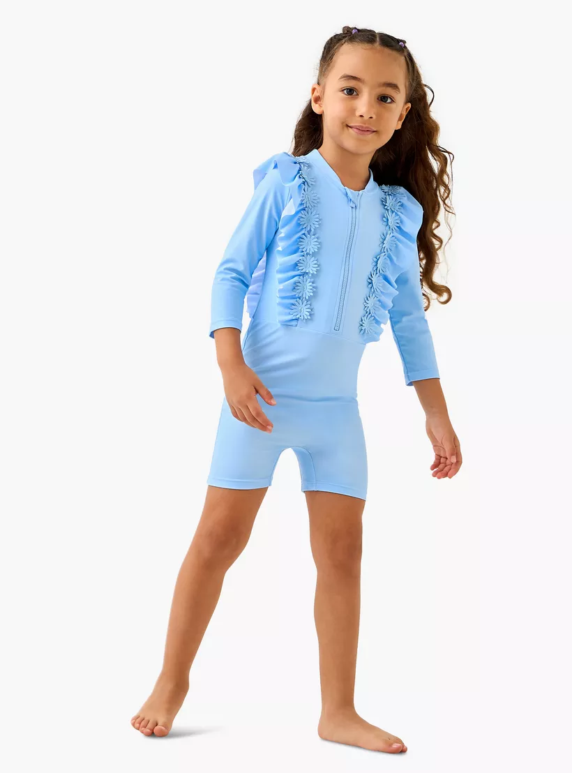 Juniors Floral Accent Swimsuit-2