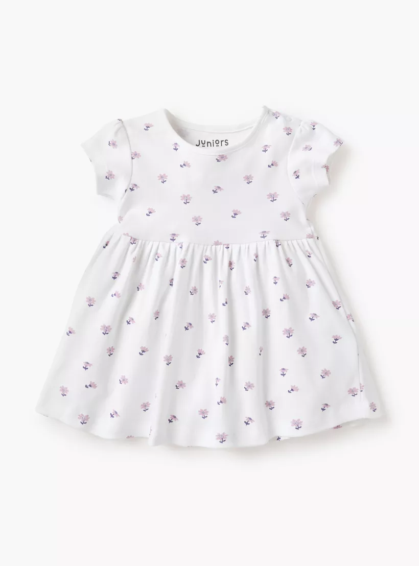 Juniors Floral Print A-line Dress with Round Neck - Set of 2-3