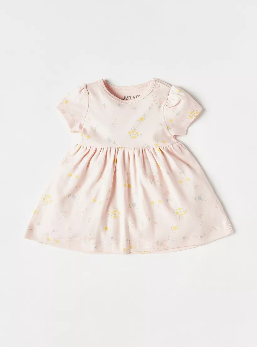 Juniors Floral Print Cotton Dress with Short Sleeves - Set of 3-2