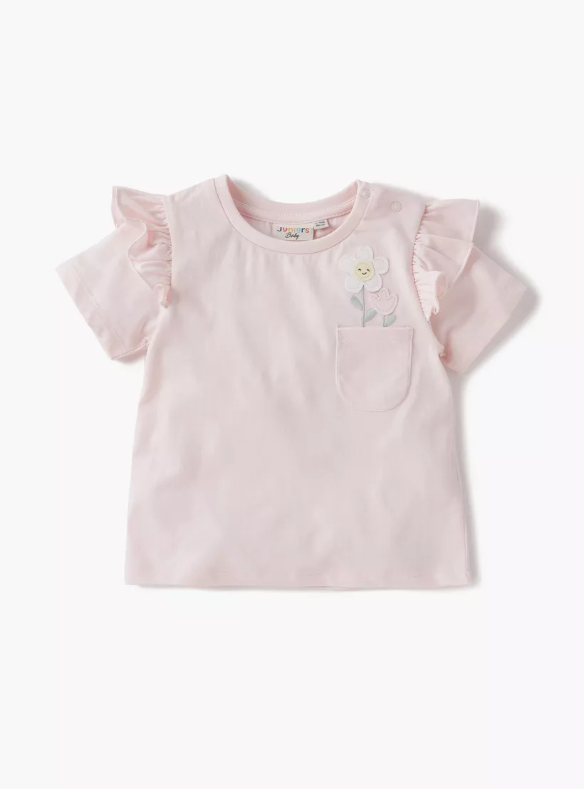 Juniors Floral Print Crew Neck T-shirt with Short Sleeves - Set of 2-3