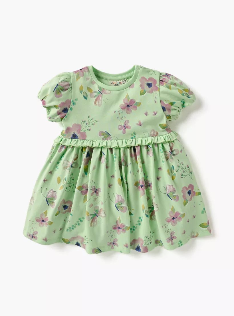 Juniors Floral Print Dress with Short Sleeves - Set of 2-2
