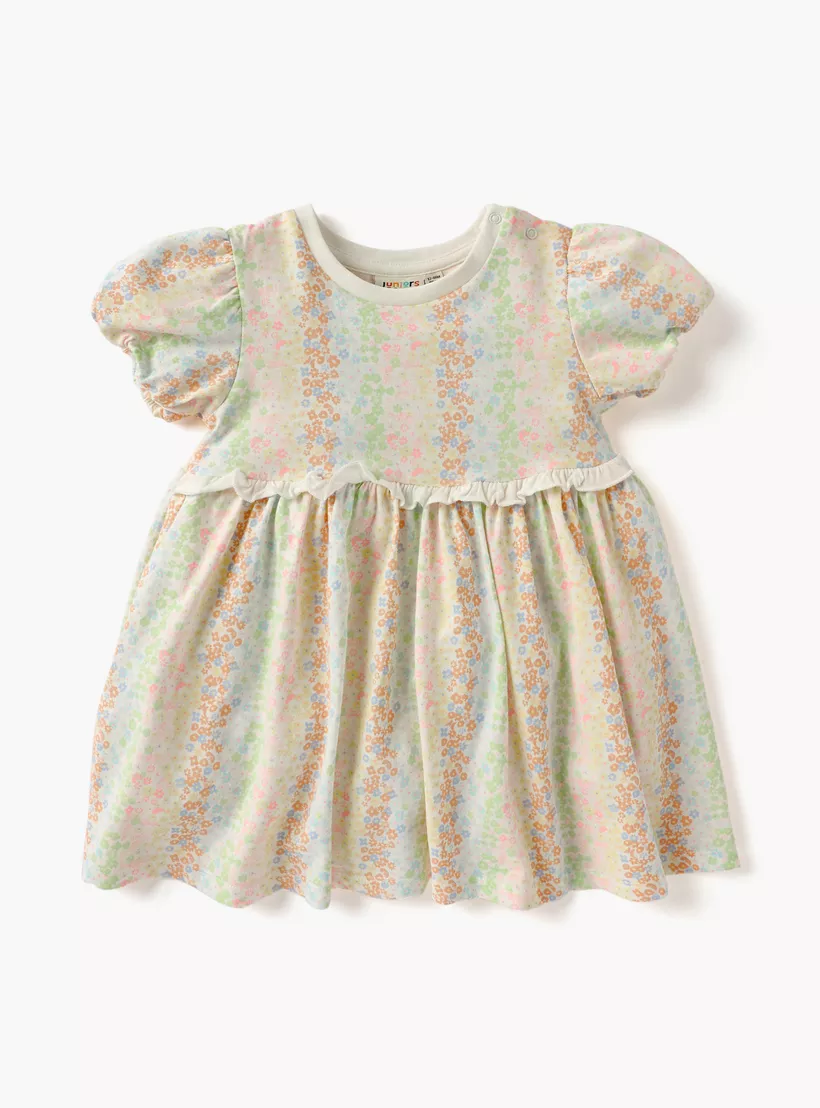 Juniors Floral Print Dress with Short Sleeves - Set of 2 -3