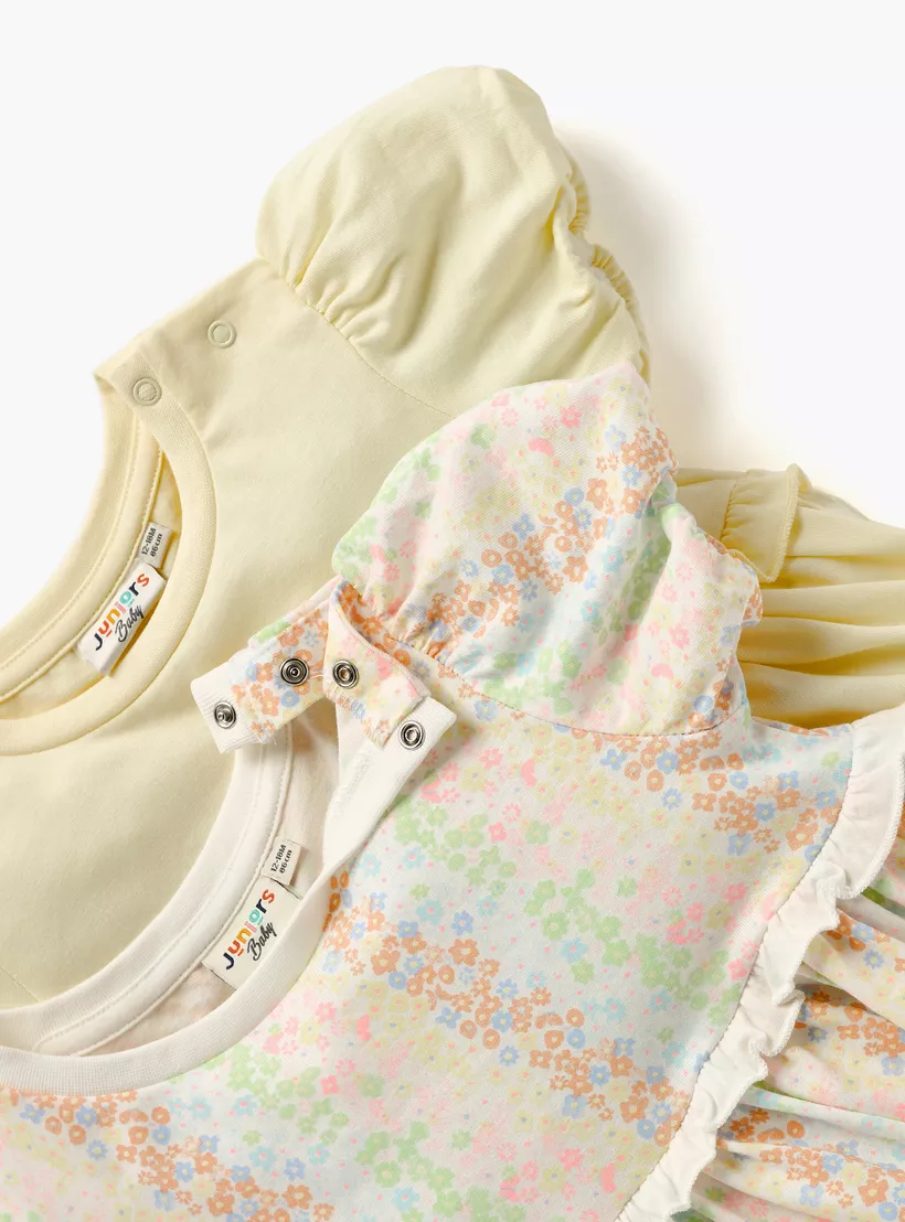 Juniors Floral Print Dress with Short Sleeves - Set of 2 -4