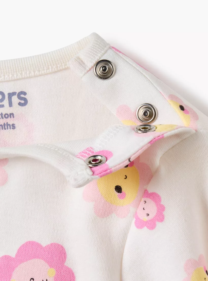 Juniors Floral Print Long Sleeve T-shirt and Pyjamas - Set of 4-4