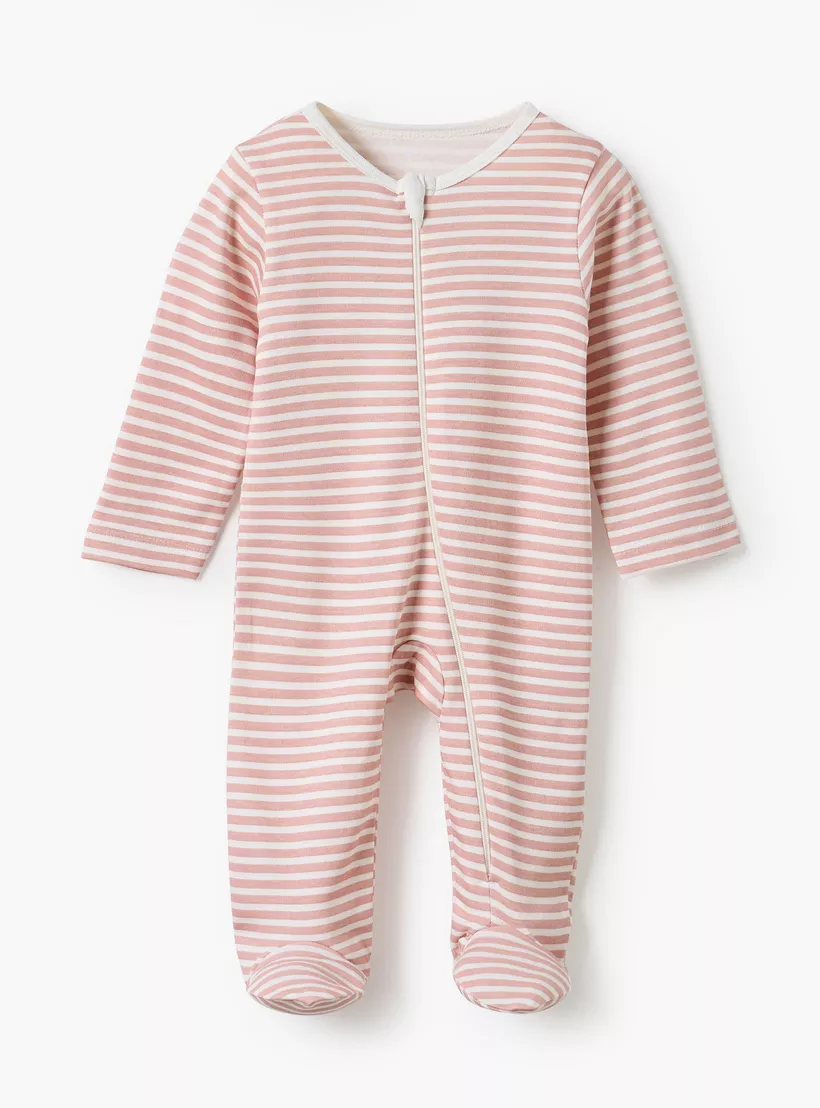 Juniors Floral Print Round Neck Sleepsuit with Zip Closure - Set of 5-4
