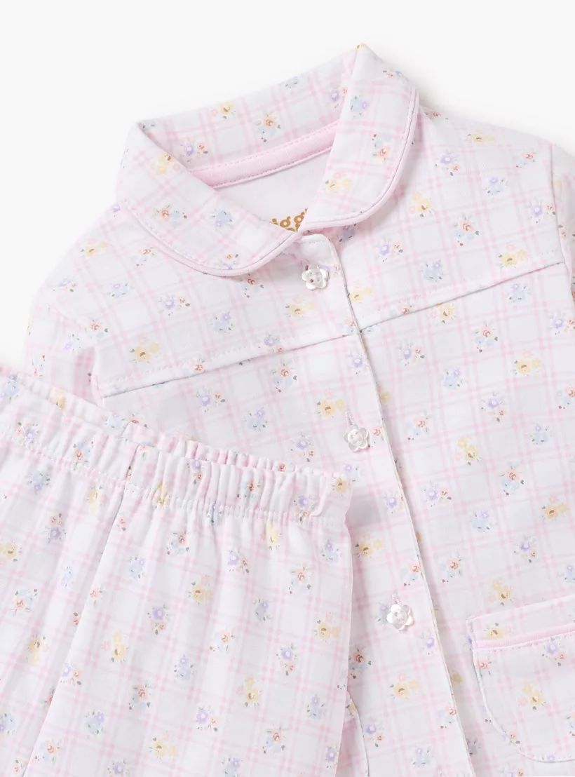 Juniors Floral Print Shirt and Pyjama Set-4