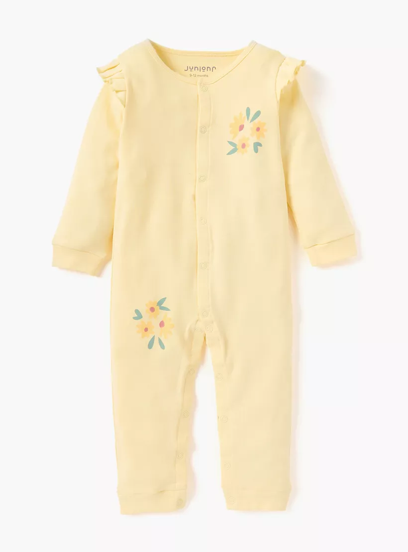 Juniors Floral Print Sleepsuit and Romper Set-2