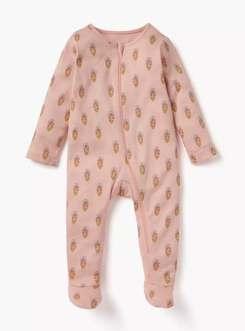 Juniors Floral Print Sleepsuit with Zip Closure - Set of 3-3