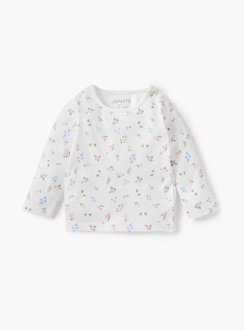 Juniors Floral Print T-shirt and Pyjama Set-2