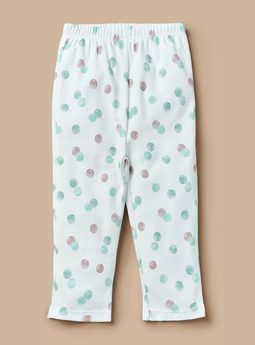 Juniors Flower Applique Top and Printed Pyjama Set-3
