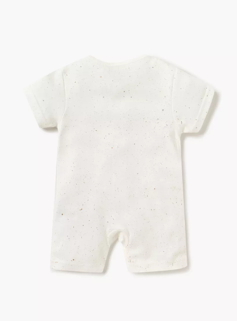 Juniors Giraffe Print Romper with Round Neck and Short Sleeves-2