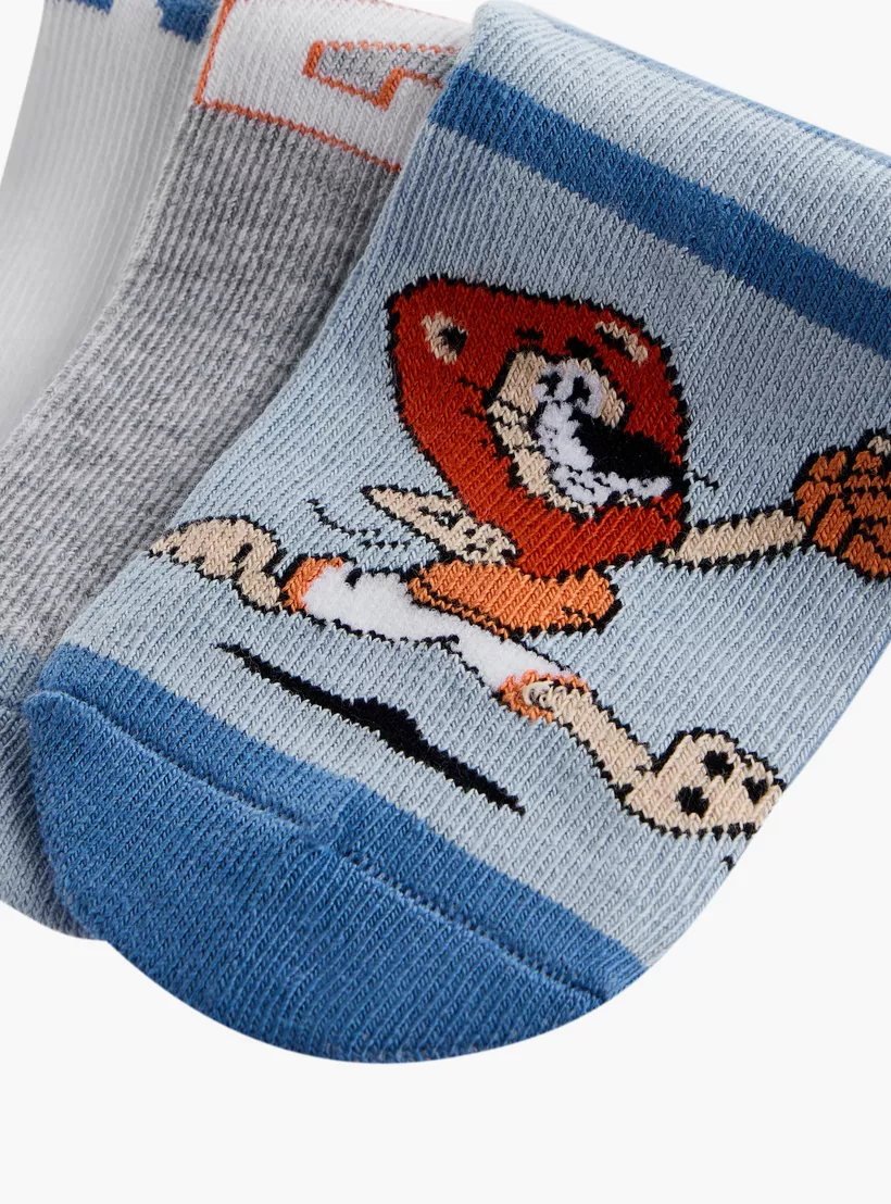 Juniors Graphic Print Ankle Length Socks - Set of 3-4